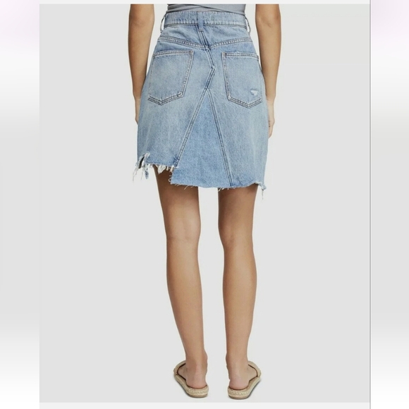 We The Free Going Rogue Denim Tidal Wave Mini Skirt - Picture 4 of 10